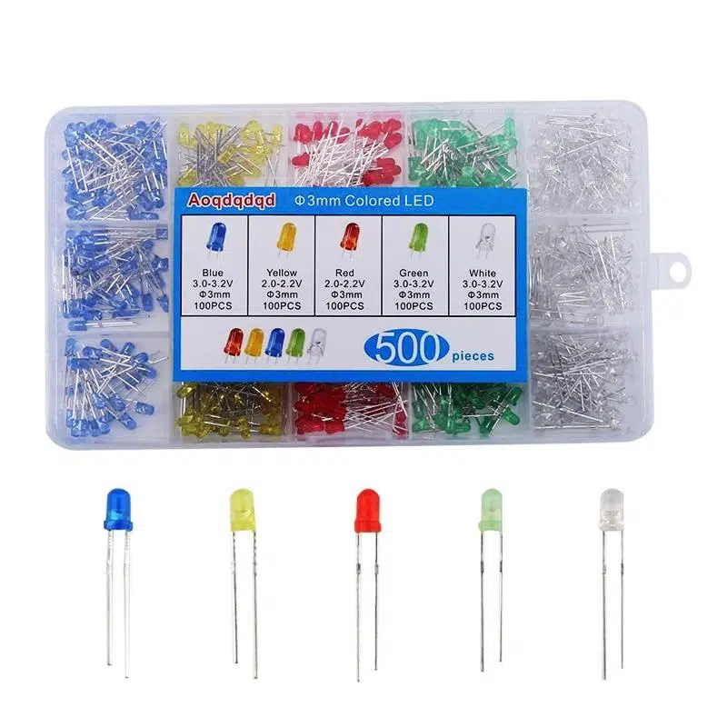 electroon 500Adet 3mm LED Set Kutusu 5Renk