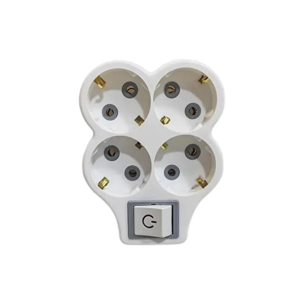 electroon Papatya Dörtlü Işıklı Anahtarlı Fiş Priz Yonca