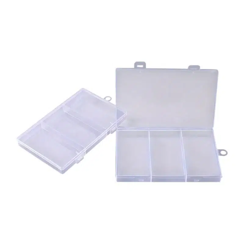 electroon Plastik 3 Bölmeli Kapaklı Şeffaf Kutu Organizer 178x115x19mm