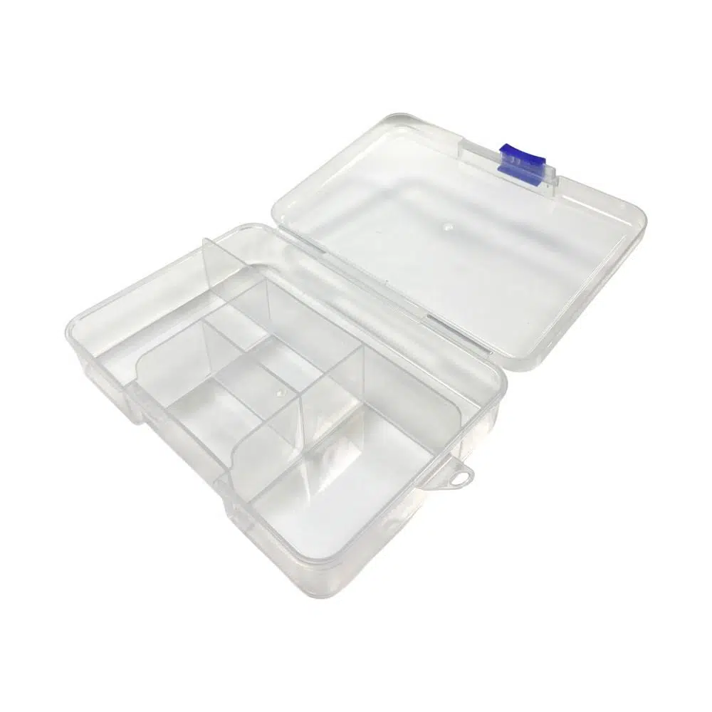 electroon Plastik 5 Bölmeli Kapaklı Şeffaf Kutu Organizer 95x140x33mm