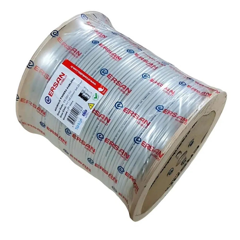 Ersan Kablo 2+1 0.22mm CU Bakır 500mt Güvenlik Kamera Kablosu