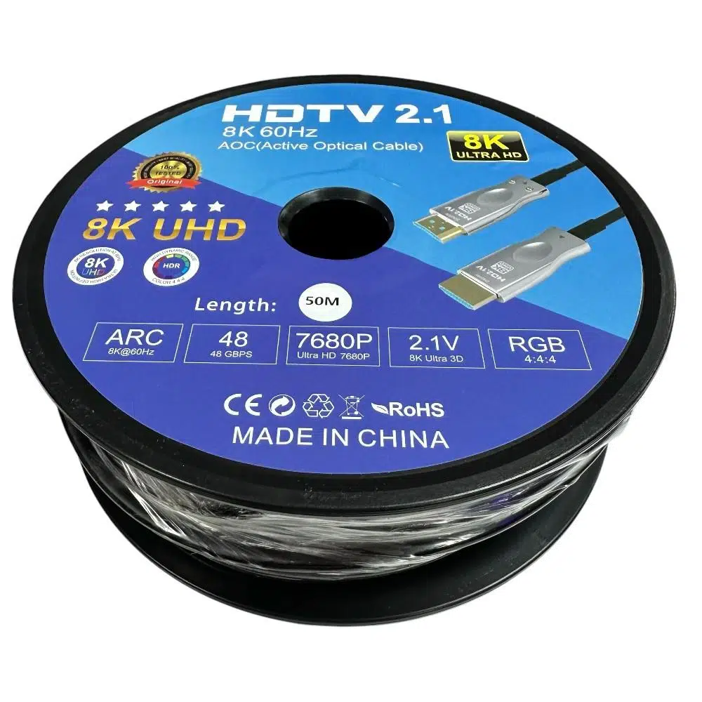 Fully 50metre 8K 60Hz AOC Fiber Optik HDMI Kablo 2.1v 7680x4320