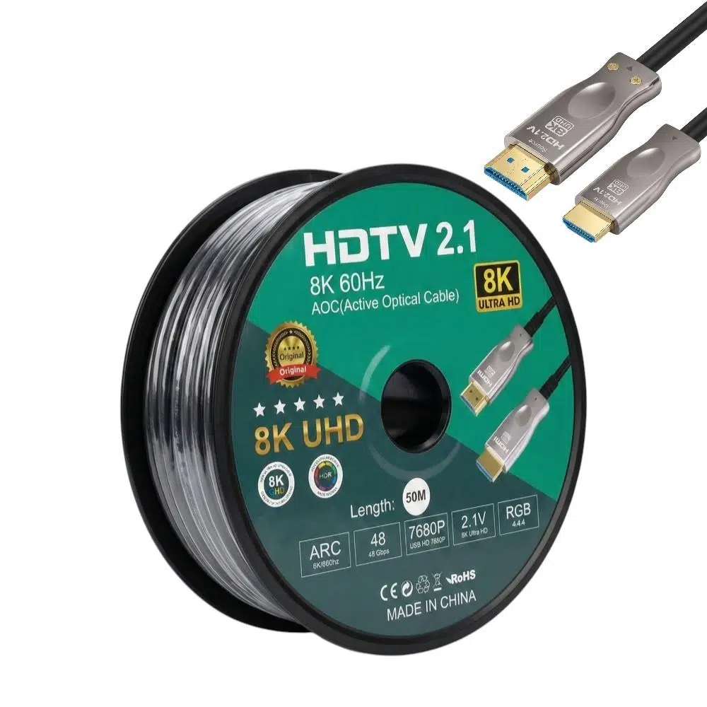 Fully 50metre 8K 60Hz ARC Fiber Optik HDMI Kablo 2.1v 7680x4320