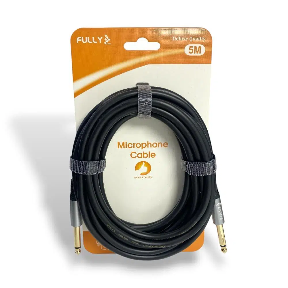 FULLY 5Metre 6.3mm Erkek-Erkek Mono Gitar Kablo - Siyah