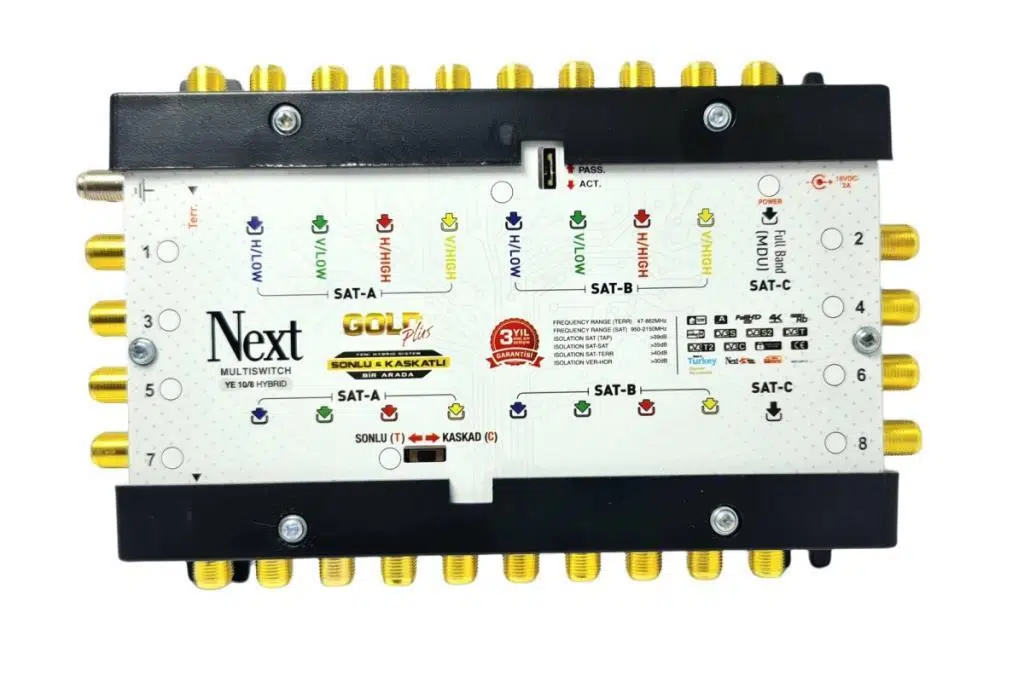 Next YE-10/8 HYBRID - 8 Çıkışlı Sonlu+Kaskatlı MultiSwitch +Adaptör