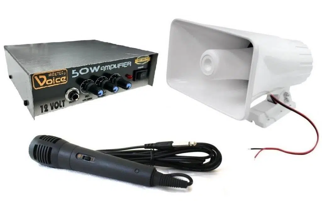 Pazarcı Ses Sistemi Takım Set 12V Amfi+30W Horn Hoparlör+Mikrofon