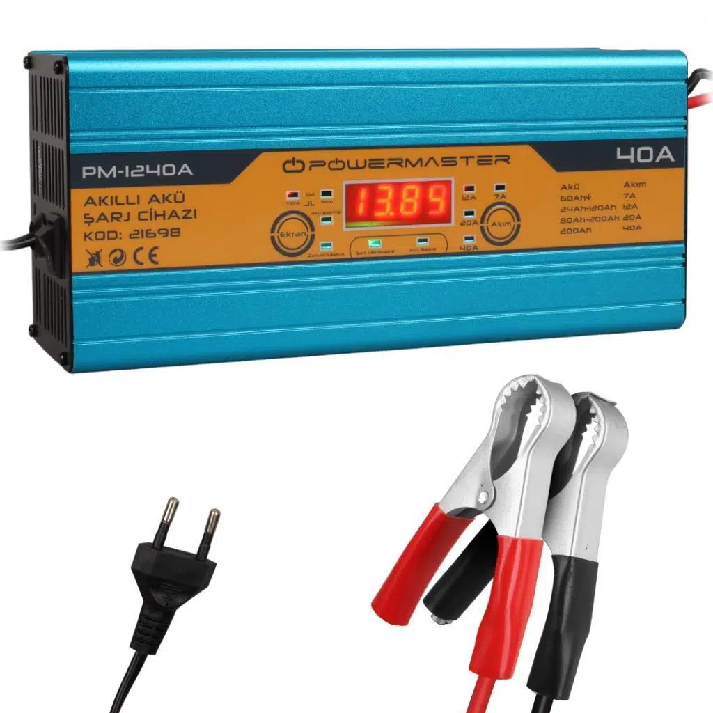 Powermaster Dc-1240A 12Volt Max 40Amper Kuru-Asit-Jel Akü Şarj Cihazı