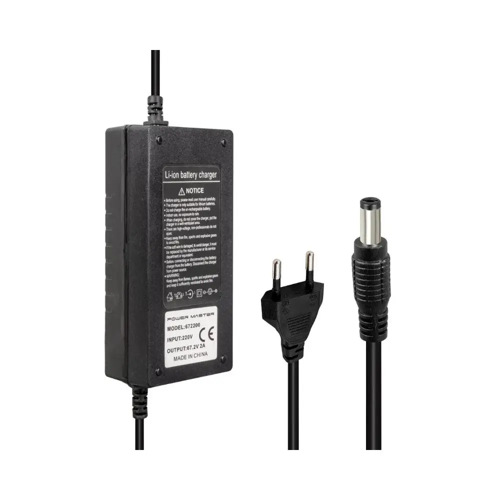 Powermaster Li-İon Lityum Piller İçin 67.2 Volt 2 Amper Elektrikli Bisiklet Şarj Cihazı ( DC 5.5*2.1mm Uç)
