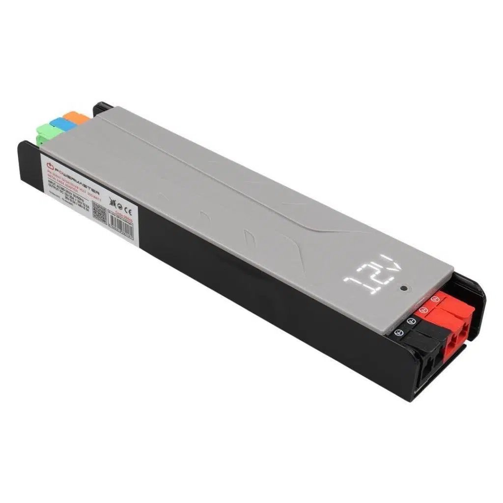 PowerMaster PM-26845 12/24/36/48Volt 9Amper 300Watt Metal Kasa Kademeli Adaptör Voltaj Göstergeli 218x51x27mm