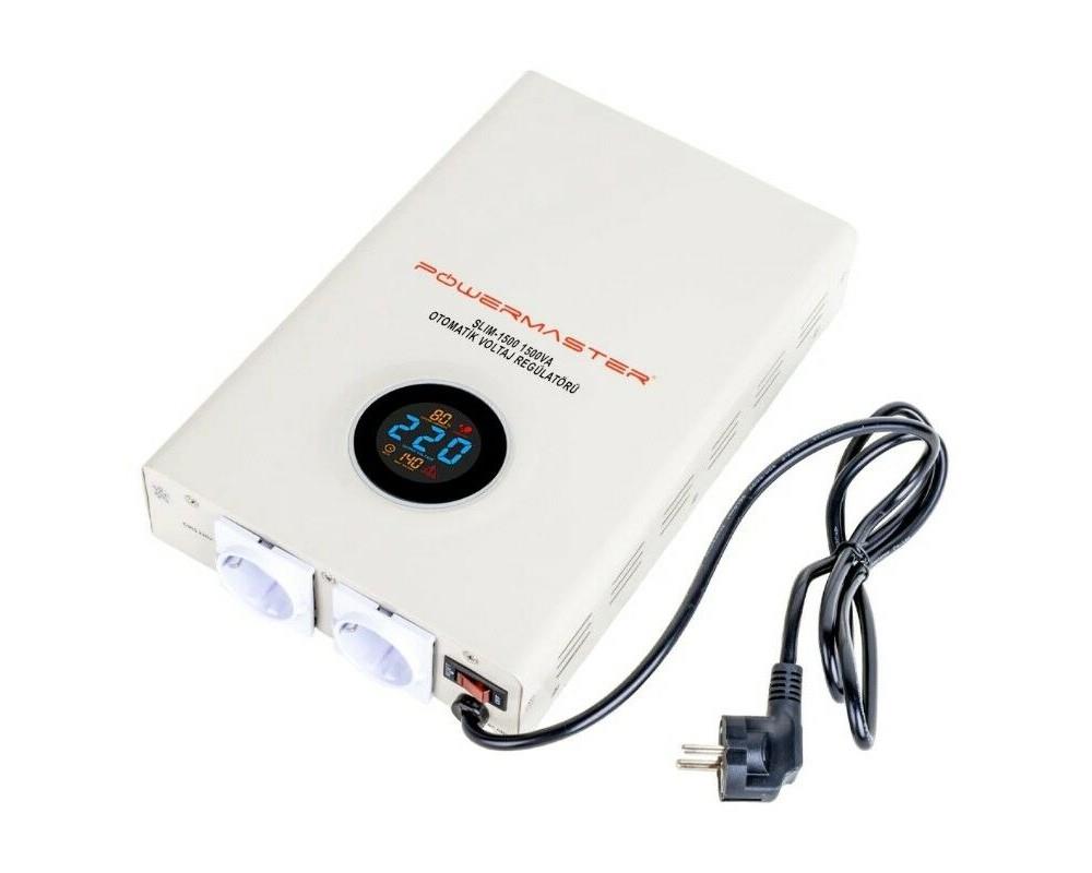 Powermaster Slim-1500 Otomatik Voltaj Regülatörü 1500VA Kombi Regülatörü