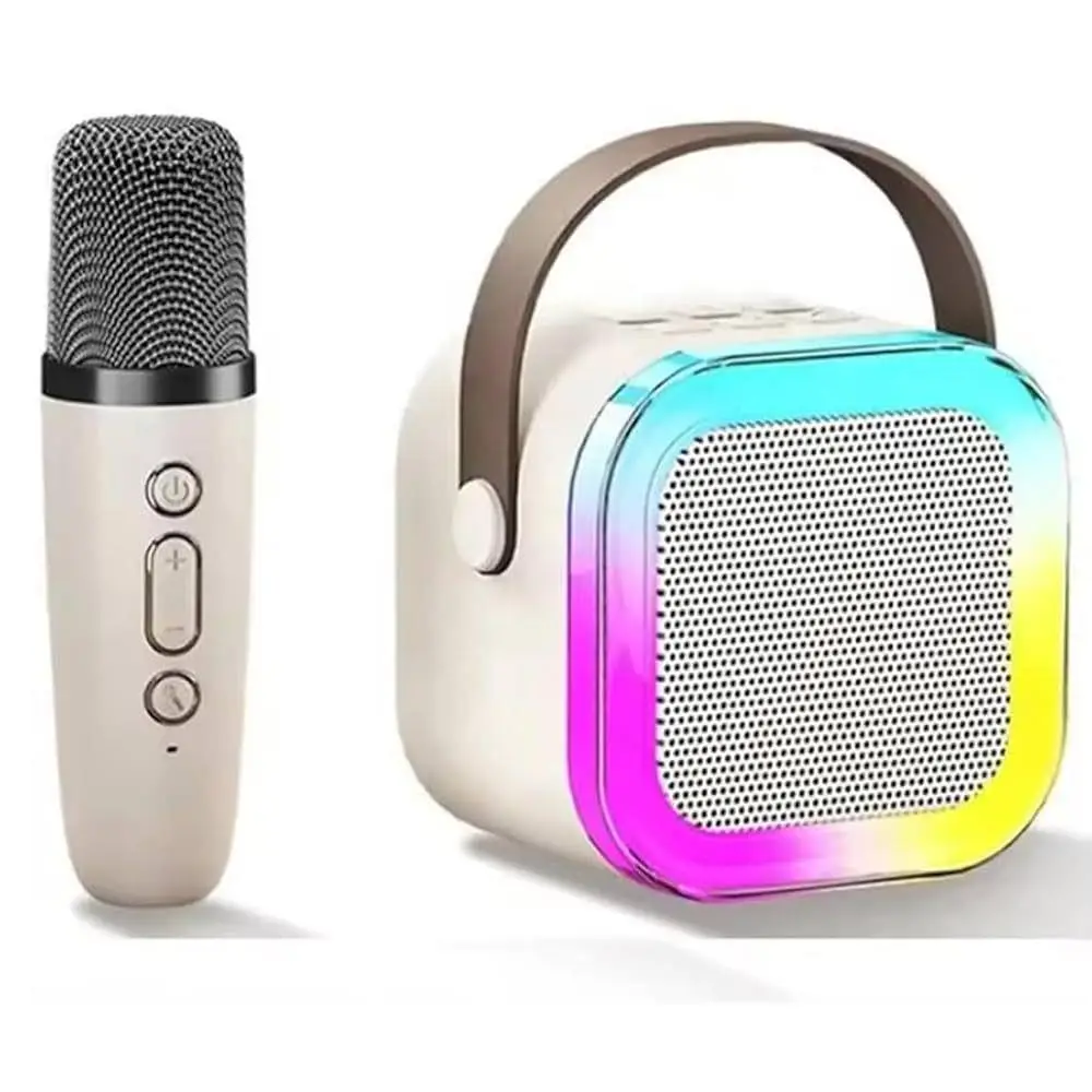 Rose K12 Taşınabilir Şarjlı Bluetooth Karaoke Mini Mikrofon ve Hoparlör Seti - Beyaz
