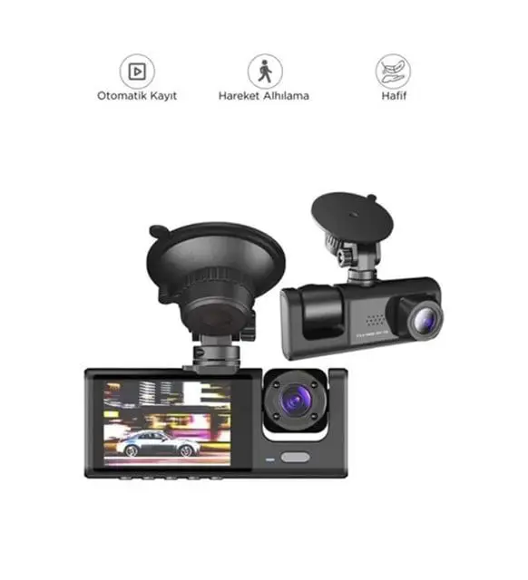 Rose MR-15 3 Kameralı Led Ekranlı Gece Görüşlü G-Sensör Araç İçi ve Arka Kamera