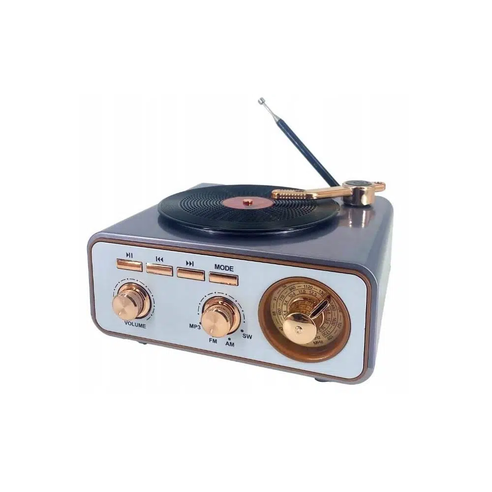 Rose SP-425 USB-SD-FM-Bluetooth Destekli Şarjlı Nostaljik Retro Radyo - Gri